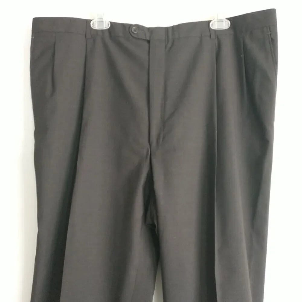 Hickey Freeman Dress Pants Men Gray Black Wool Cuffed Union Made 43x26